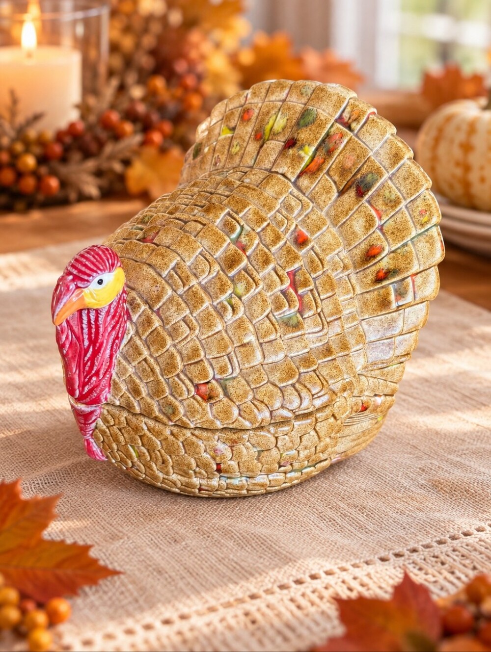 Ceramic Turkey Covered Trinket Box Thanksgiving Harvest Decor Victoria BC